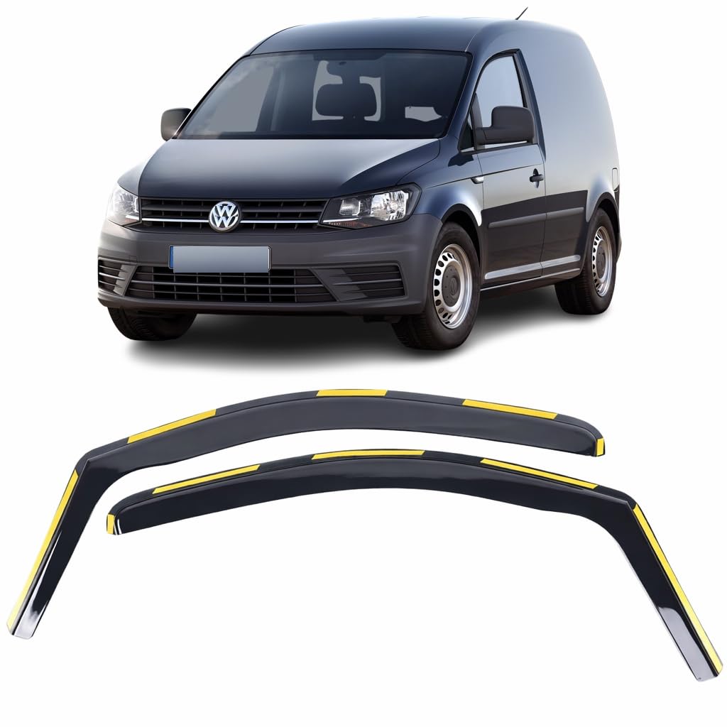 Set of 2 Wind Deflectors For VW CADDY 2015 2016 2017 2018 2019 2020 In-Channel Acrylic Side Window Visors-Smoke Tinted Sun & Rain Guards Reflectors.