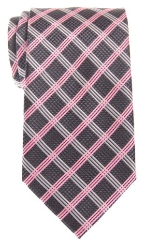 Retreez Elegant Vintage Plaid Check Woven Microfiber Men's Tie - Dark Grey