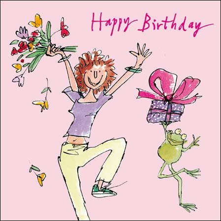 Female Birthday Card (WDM9204) Quentin Blake - Special Day - Lady & Frog