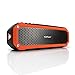 [10W Outdoor & Shower Speaker] KooPower C26 Bluetooth 4.0 Aluminum Speaker w/ Mic, Hook & Flashlight - Waterproof Wireless Speakers for Bathroom, Office, Car, Camping, Bicycling - Black / Orange