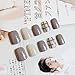 Yean Set of 24 Bridal False Nails Grey Stripe Nail Vintage Short Fake Nail Tips Nail strips with Glue and Adhesive Tab for women and girls