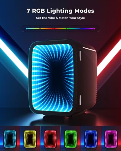 BEICHEN Mini Nevera, 4 L/6 latas, Silenciosa, 7 Modos de Luz RGB, 2 en 1 de Refrigeración y Conservación de Calor para Bebidas y Cuidado de La Piel, Mini Nevera para Gaming, Oficina, Coche (Negro)