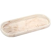 Emibele Jewelry Organizer Oval Resin Tray, Bathroom Kitchen Dresser Vanity Tray Jewelry Dish Ring Holder Cosmetic Organizer for Candle Perfume Soap Shampoo Small Plant Home Decor, Ink Khaki