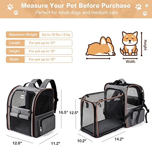 Lekebobor Large Cat Backpack Carrier Expandable Pet Carrier Backpack