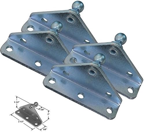 PerfectScore 10MM Ball Stud Angled Lift Support Bracket - Zinc Plated 10 Gauge Steel – Lift Support Bracket for Gas Spring/Prop/Strut - Pack of 4