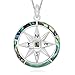 925 Sterling Silver Abalone Shell Compass Follow Your Dreams Pendant Necklace, 18