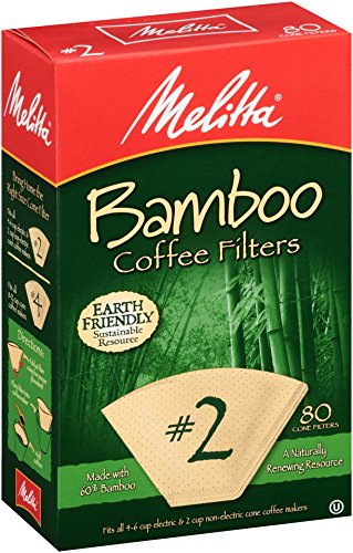 Melitta #2 Cone Coffee Filters, Bamboo, 80 Count (Pack of 6)