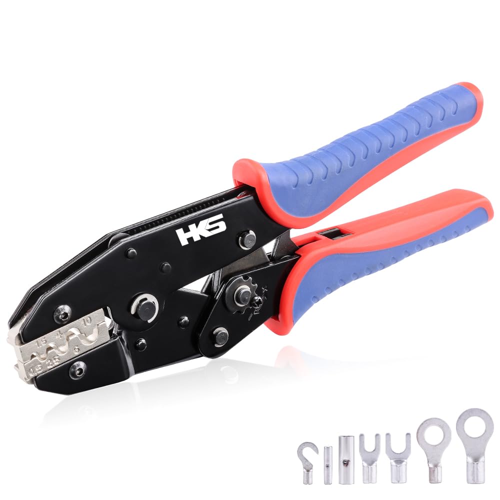 Photo 1 of *USED*
HKS Crimping Tool for Non-Insulated Terminals - Ratcheting Wire Crimpers for Butt, Fork, Ring, OT & UT - AWG 20-8 (0.5-10mm²) - Ratchet Terminal Crimper - Electrical Crimping Tool