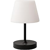 Modo LED Cordless USB-C Re-Chargeable Desk Lamp, 5200mAh Battery Operated with 3 Color Temperature 2700K-3000K-3500K and Fingertip Touch On/Off Plus Dimming in Black with White PC Shade