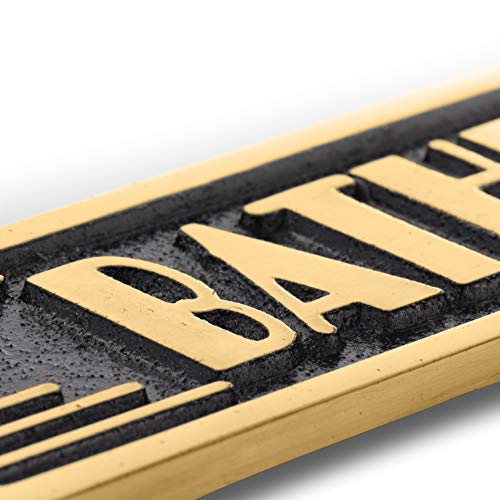 The Metal Foundry Bathroom Metal Door Sign. Art Deco Style Home Décor Accessories Door Or Wall Brass Plaque. Handmade in England. - Thumbnail 2