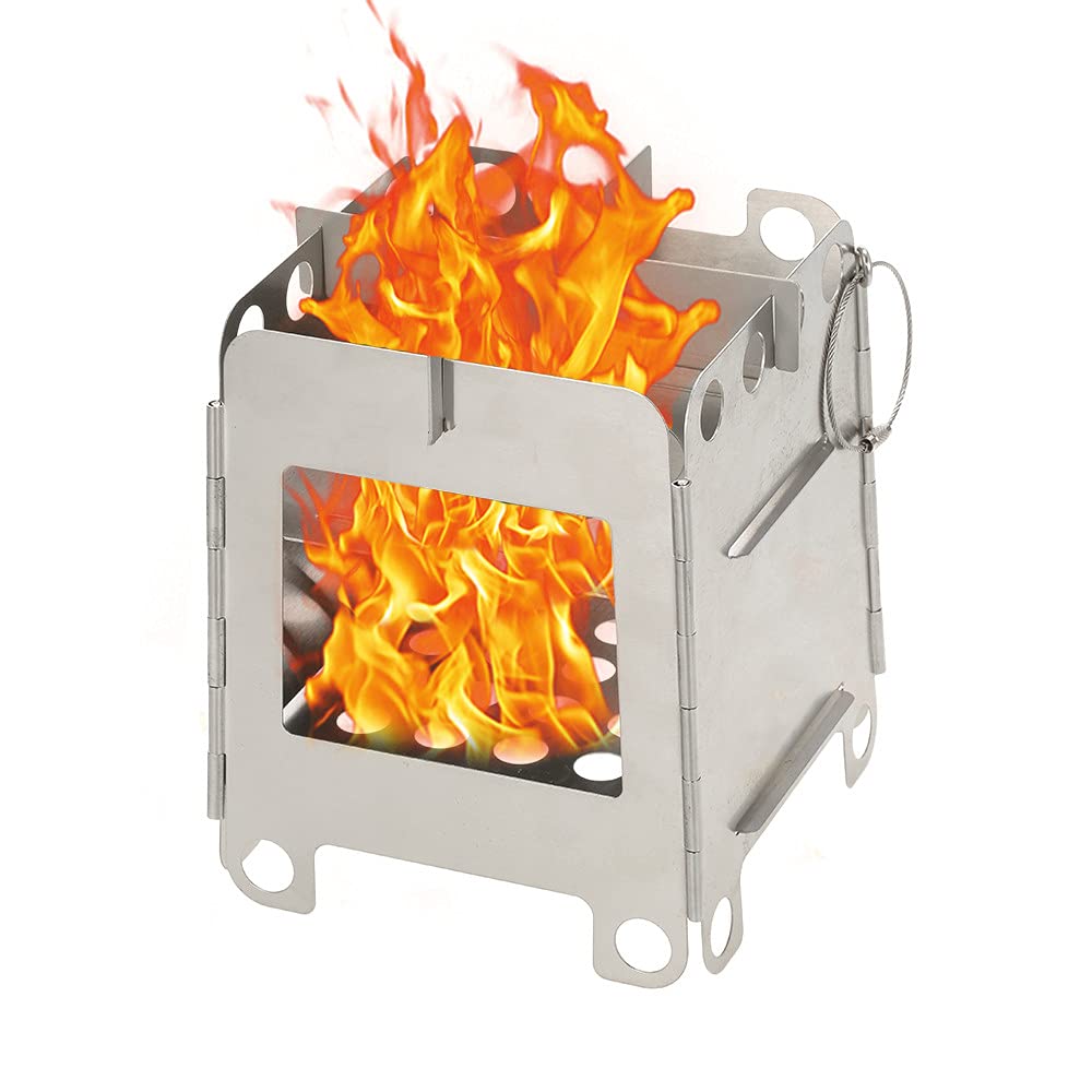 doorslay Portable Stainless Steel Lightweight Folding Wood Stove Pocket Stove Outdoor Camping Backpacking Cooking Picnic