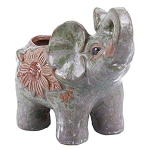 SNOWINSPRING Keramik Elefant Kakteen Sukkulenten Blumentopf Flower Planter Garden Home Decor