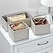 mDesign Fabric Dresser Drawer and Closet Storage Organizer Bin for Bedroom - Holds Lingerie, Bras, Socks, Leggings, Clothes, Purses, Scarves, Spira Collection, Set of 3, 4 Pack, Taupe/Natural Chevron