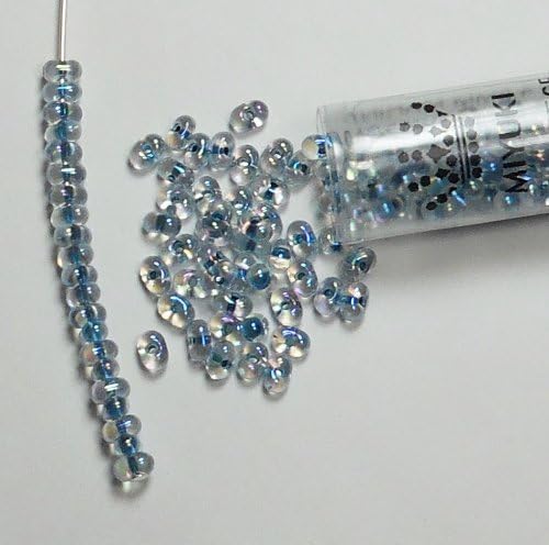 Blue Lined Crystal Ab Rainbow New Miyuki Berry Bead 2.5x4.5mm Seed Bead Glass 22 Gram Tube Approx 500 Beads Bb279""