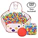 Pop Up Kids Ball Pit, Bundle Combo with 200 Colored Plastic Balls (BPA Free) - Playing Tent with Basketball Hoop - Ideal for Fun, Education and Therapy for Toddlers, Babies, kids - Indoor/Outdoor Play