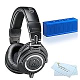 Audio-Technica ATH-M50x Studio Monitor Headphones and Photive Cyren Portable Wireless Bluetooth Speaker with Built in Speakerphone, Black