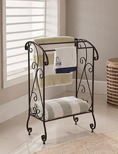 Kings Brand Furniture Coffee Brown Metal Free Standing Towel Rack Stand With Shelf