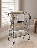 Kings Brand Coffee Brown Metal Free Standing Towel Rack Stand with Shelf ()