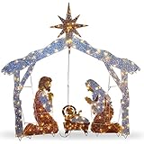 National Tree 72 Inch Crystal Nativity with 250 Clear Mini Lights (DF-250001U)