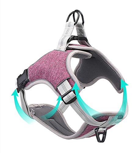 JSM Nylon Reflective No Pull Dog Vest Harness with Soft Padded Well-Matched Most Leash for Training Small Medium Large Dog