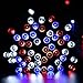 Qedertek Solar String Lights, 39ft 100 LED 8 Mode Decorative Lighting for Independence Day, Patio, Lawn, Garden, Wedding, Party, Home and Holiday Decorations (Red/White/Blue)