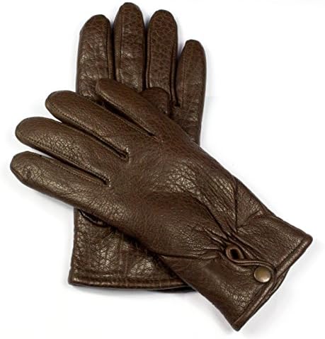 Women's Luxury Deerskin Leather Winter Gloves with Warm Insulated Fleece Lining (S/M, Brown)