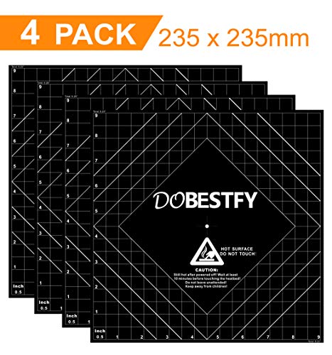 3D Printing Build Surface, 3D Printer Heat Bed Platform Sticker Sheet for Ender 3 / Ender 3 Pro, 235x235mm (9.25”x9.25") Square, Pack of 4