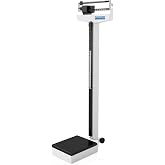 Helsevesen Mechanical Beam Scale with Height Rod, 440lb/200kg | Graduation 1/4 lb, Eye-Level Professional Medical Physician Weigh Scale, 11" Width x 15" Depth Platform, RGT-200A