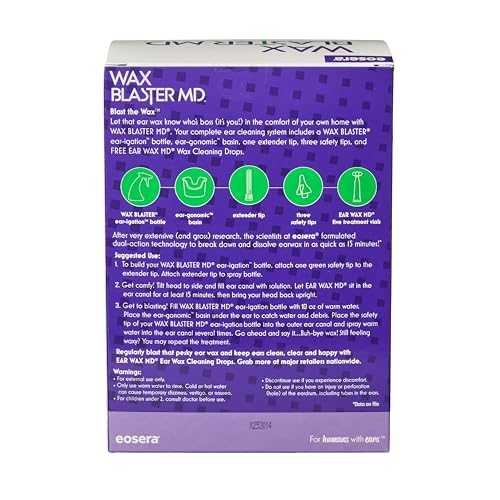eosera® WAX BLASTER MD®- Ear Wax Cleaning System with 5-ct Single Use Vials - Complete Earwax Irrigation Kit for Stubborn and Routine Earwax Cleaning - Clinically Proven Results