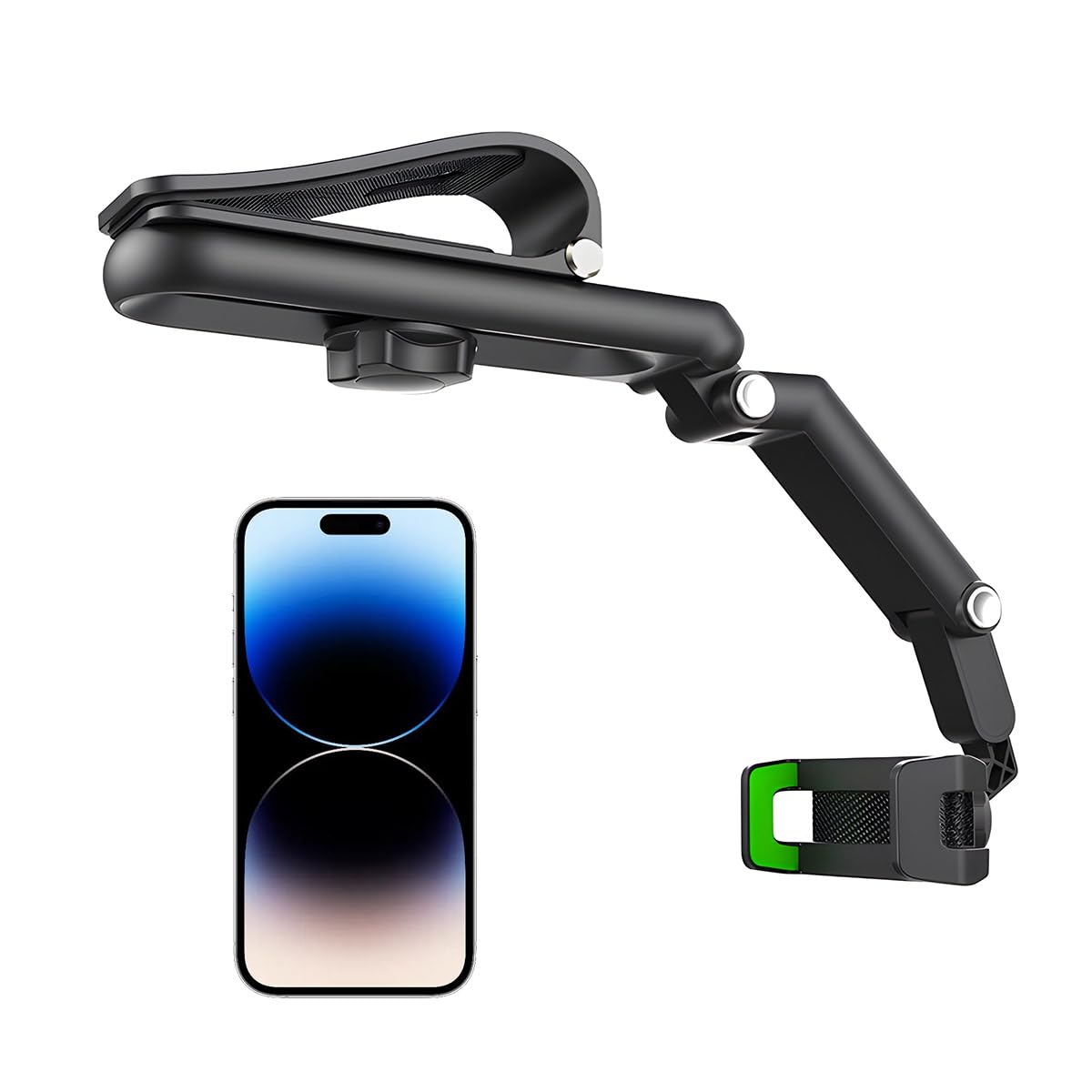 Gasedin Rotatable and Retractable Car Phone Holder - 1080 Multifunction Sun Visor Universal 360 Rotating Cell Phone Holder Mobile Mount for Vehicle Rear View Mirror
