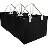 Kaxilu Felt Tote Bags Heavy Duty with Handles - Light, 16.5"x12.5"x10", Black, 3pc Set, DIY Gifts