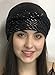Pre Tied 100% Cotton Fitted Lurex Head Scarf Bandana, Chemo Scarf (Black)
