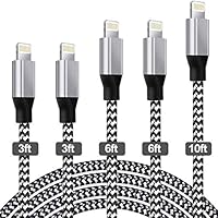 Mfi Certified Phone Charger cable, CNANKCU Phone cables 5Pack 2x3Ft 2x6Ft 10Ft to USB Syncing Data and Nylon Braided Cord...