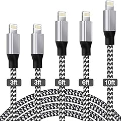 Mfi Certified Phone Charger cable, CNANKCU Phone cables 5Pack 2x3Ft 2x6Ft 10Ft to USB Syncing Data and Nylon Braided...