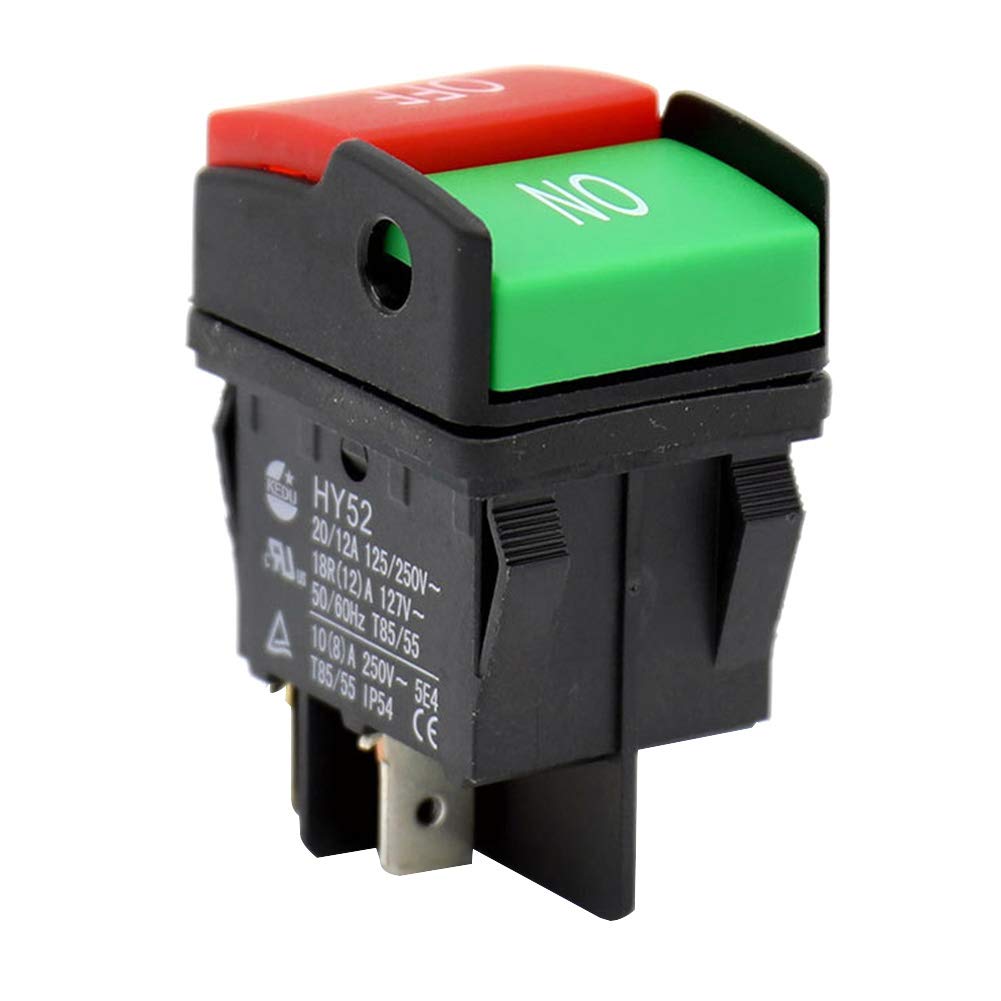 Lionina HY52 4Pins On Off Push Button Switches for Mechanical Appliances, Equipment - Push Button Switches with Safety Light, Comme Image Montrรฉe, One size
