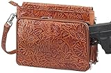 GTM GTM-22-TN Gun Tote'n Mamas Concealed Carry Tooled American Cowhide Shoulder Bag, Tan, Small