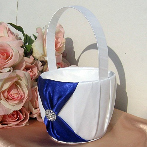 Wedding Flower Girl Basket Rings For Ring Bearer Pillow Garter Guest Book Pen Wedding Set Decoration Ribbon Ceremony Party Favors For Guests (New Royal Blue With Accessory)