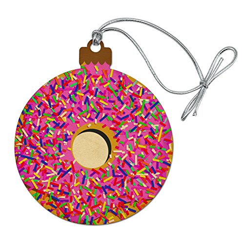 Graphics and More Pink Donut with Pink Frosting and Sprinkles Wood Christmas Tree Holiday Ornament