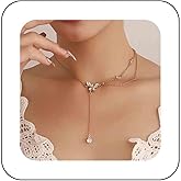 Sttiafay Boho Butterfly Crystal Choker Necklace Rhinestones Y Lariat Necklace Butterfly Pendant Necklace Chain Gold Layered Necklace Jewelry for Women