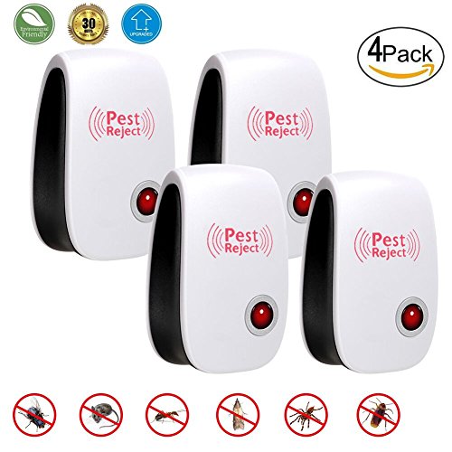 hotlinks 4 Piece Ultrasonic Pest Repeller, Hotlinks, Electronic Plug In Pest Control, Pest Reject Repellent For Mosquitoes, Mice, Ants, Roaches, Spiders, Flies, Bugs, Insects And More