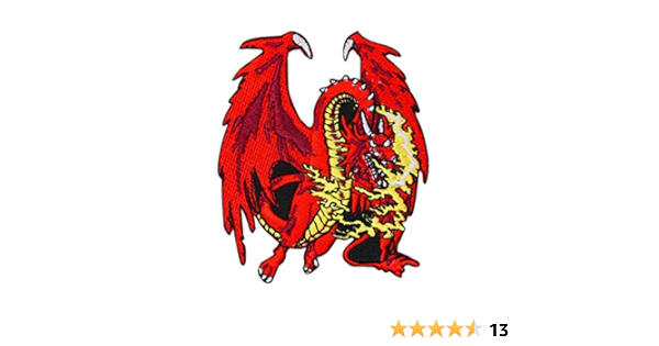 Amazon Com Red Fire Breathing Dragon Patch Legend Fantasy Fly Embroidered Iron On Applique