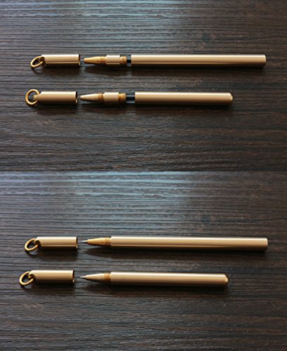 CKLT Brass Copper Ring Pen Contains 10 Refill High-End Leather Gift Box Gel Pen Artware Roller Pen Signature Pen (short)