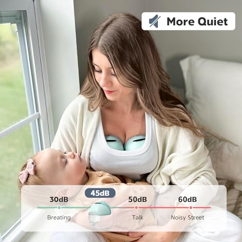 MomMed Wearable Breast Pump, S21 Portable Hands-Free Electric Breast Pump, Painless Breastfeeding Breast Pump Can Be Worn in-Bra, with 3 Mode & 12 Levels, Leak-Proof Design & Low Noise, 24mm Flange