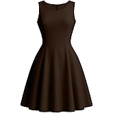 Nmoder Women's Sleeveless A-Line Fit and Flare Little Short Dress Summer Crewneck High Waist Mini Party Dresses