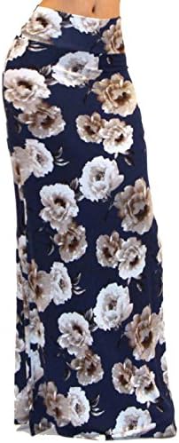 Vivicastle Women's Colorful Printed Fold Over Waist Long Maxi Skirt (X-Large, D46)