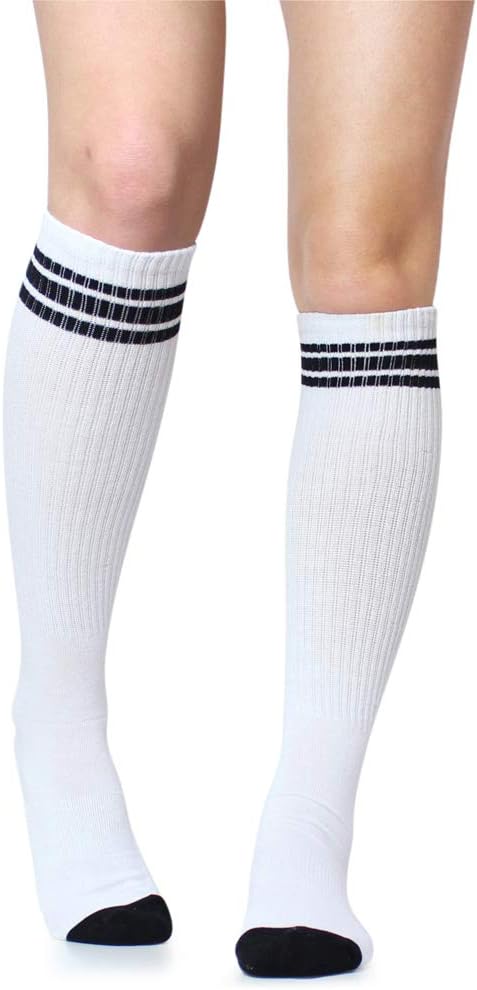 Premium Striped Adult Knee High Tall Athletic Skater Tube Socks