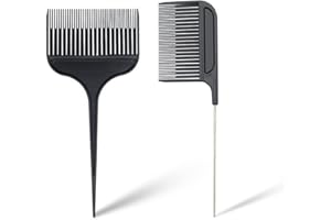 twcrvil 2 Pieces Dyeing Comb Hairbrush Highlighting Foiling Coloring Plastic Tail Combs Household Salon Hairdressing Stylists