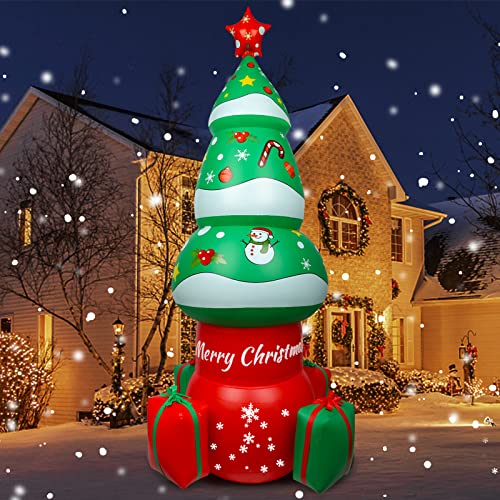 8FT Christmas Inflatables, CNDREAM Christmas Tree Inflatable, Outdoor Christmas Decorations for Xmas Holiday Party Indoor, Outdoor, Yard, Garden, Lawn Décor