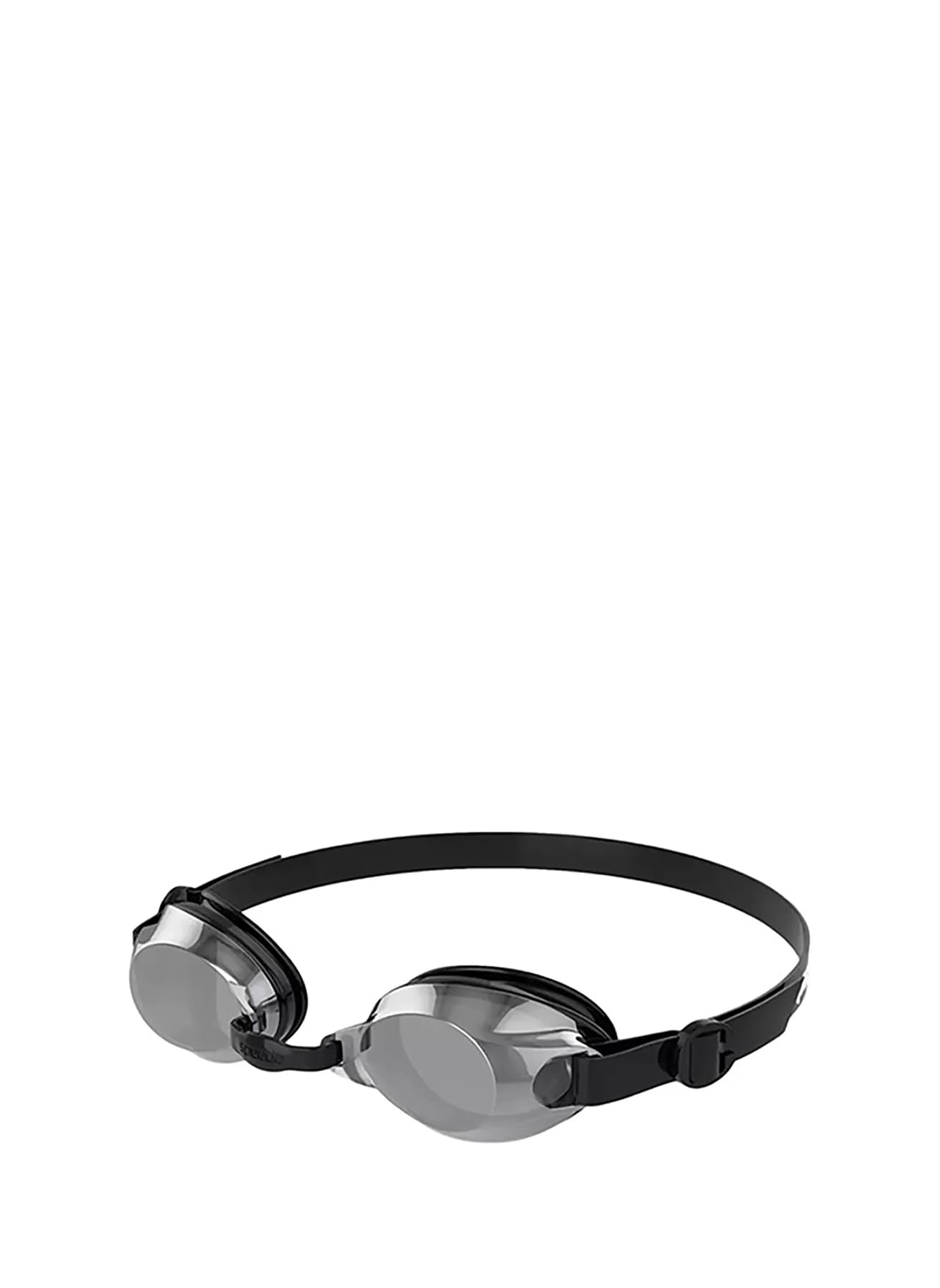 Speedo Unisex-Adult Jet V2 Swimming Goggles | Anti-fog | 100% UV Protection | Adjustable Goggles, Black/White/Chrome, One Size