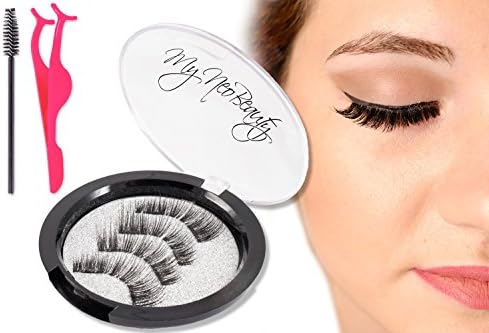Professional Double Magnetic Eyelashes (4 Pcs) Mink Eyelash – Natural-Looking Lush Definition - Reusable, Handmade, Ultra-Thin Magnet, False Lashes, Applicator, Brush by MyNeoBeauty, Real Pictures